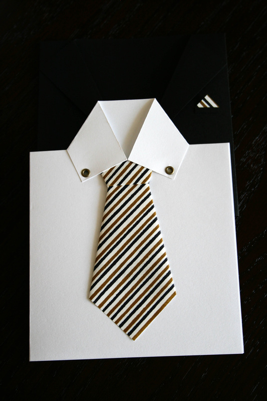 blue girl presents: origami tie greeting card
