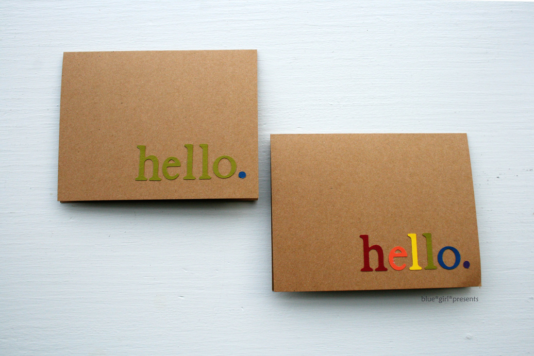blue girl presents: hello greeting cards