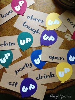 blue girl presents:up theme party signs