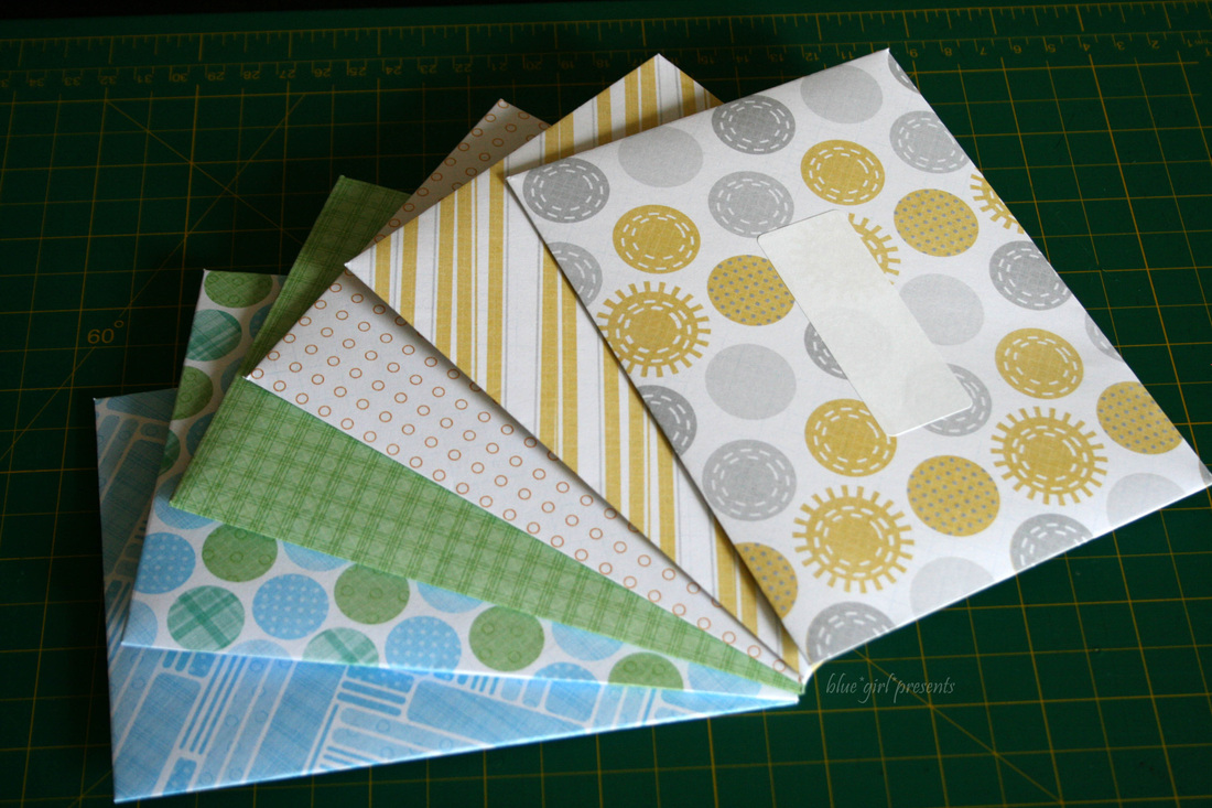 blue girl presents: scrapbook paper envelopes