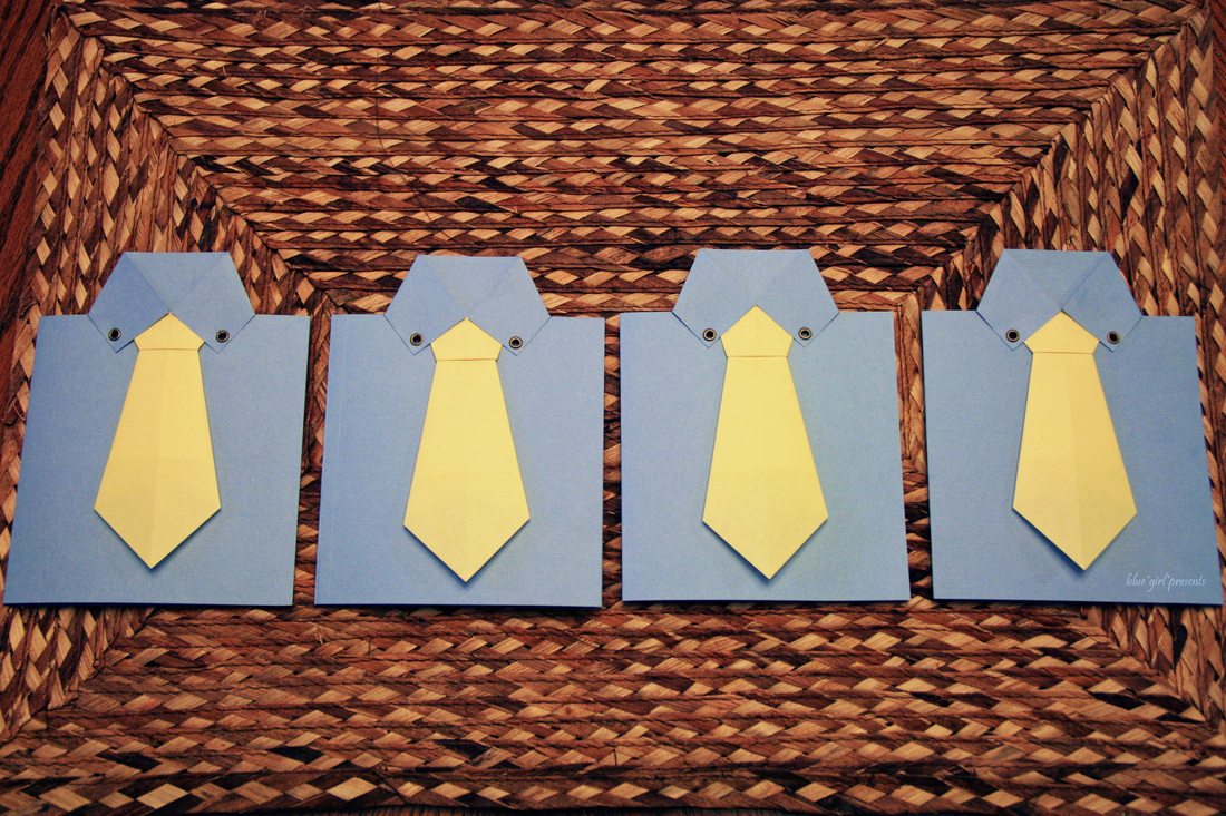 blue girl presents: origami tie greeting cards 2011