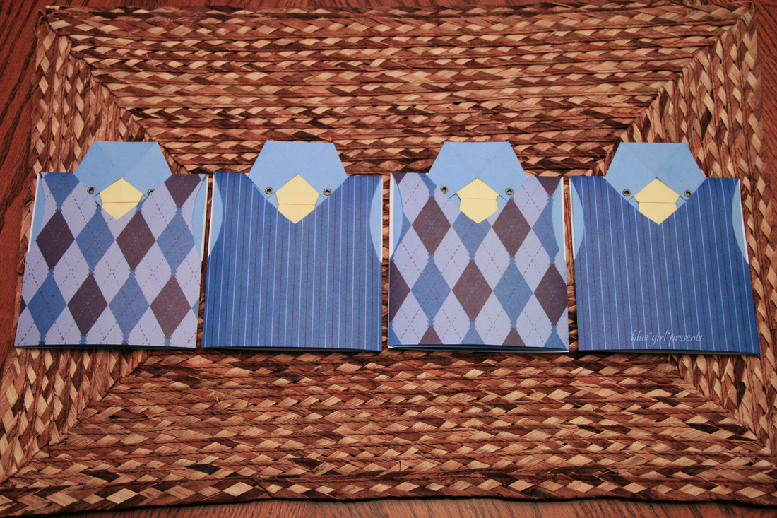 blue girl presents: vested origami tie greeting cards 2011